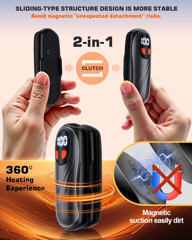 KILeap Hand Warmers Rechargeable 2 Pack, 6000mAh Electric Hand Warmers, 5-Level Heating with Battery Display, Reusable Portable Pocket Heater, Gifts for Christmas, Outdoor, Golf, Travel, Hunting, Camping - Image 5